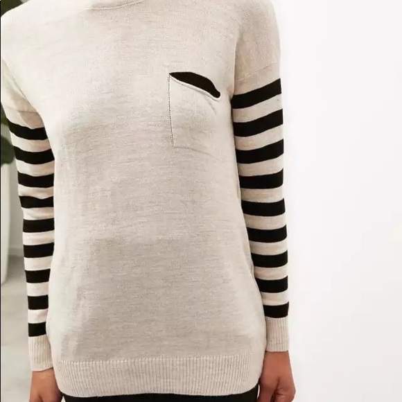 Striped Sleeve Knit Sweater - Picture 5 of 5